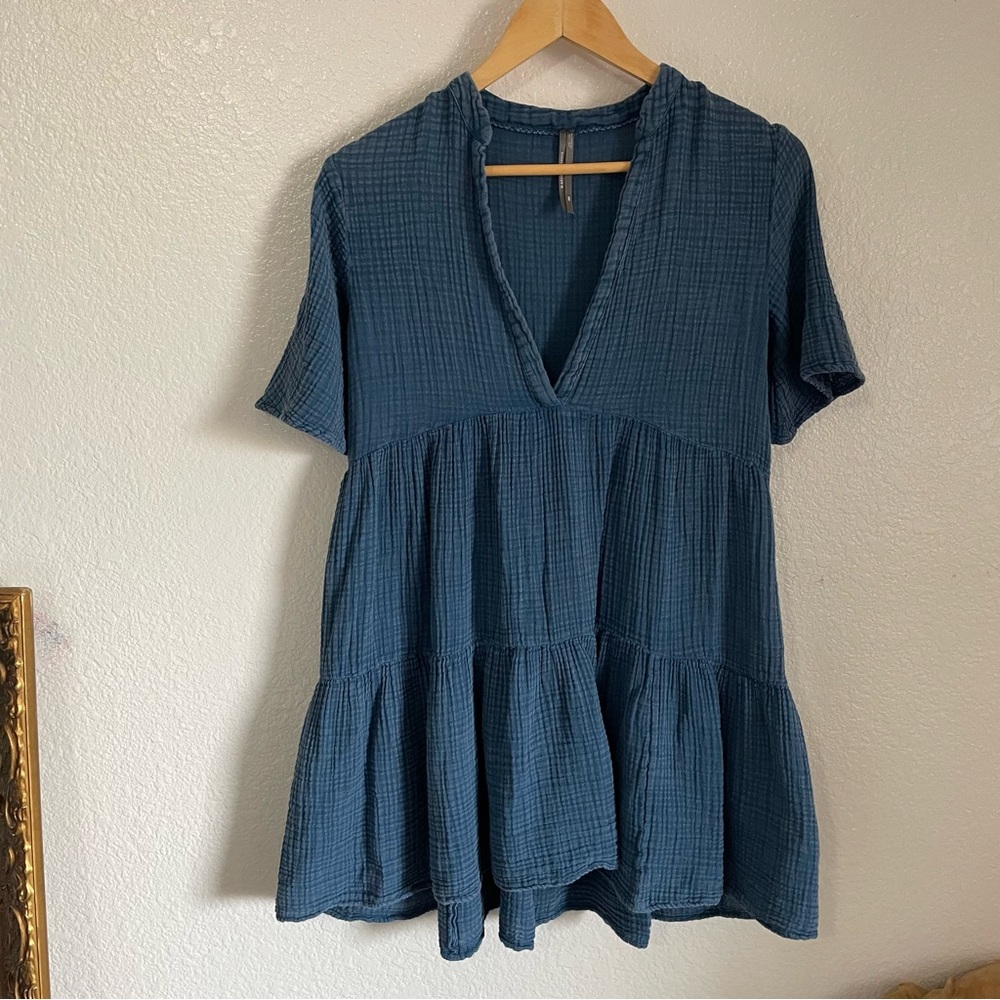 Anthropologie The Kallie Tunic Mini Dress Short Sleeve Boho Gauzey Beach Coverup